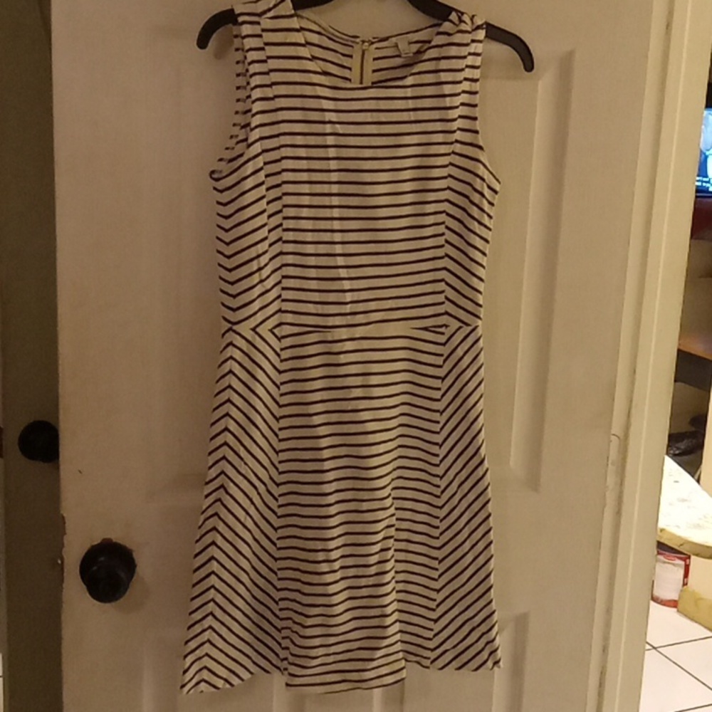 J.Crew White and Blue Stripped Dress